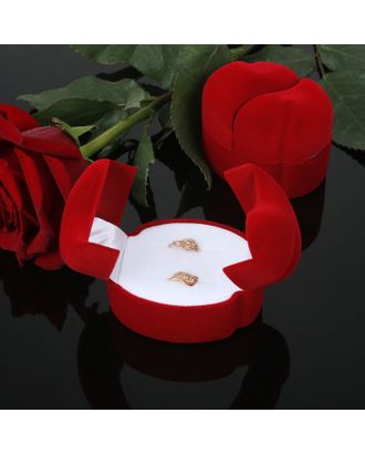 Купить Футляры из флока Футляр под кольца и серьги "Два сердца", 5,5*4,5*4,2, цвет красный арт. СМЛ-8942-1-СМЛ0033034 оптом в Беларуси