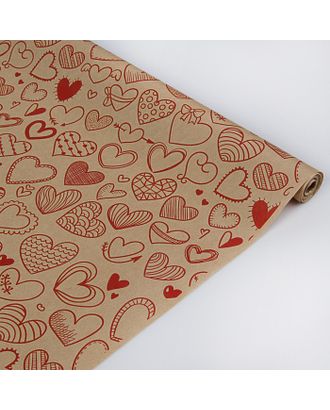 Бумага упаковочная крафт "Сердечки фигурные", красный, 40 г/м2, 0,72 х 10 м арт. СМЛ-53471-1-СМЛ0003341671