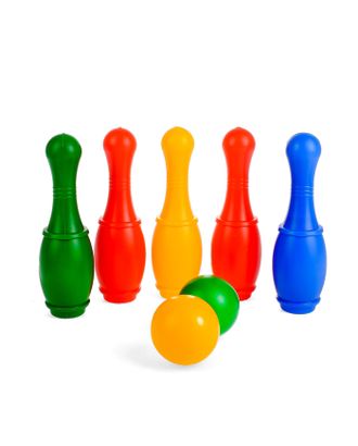 Боулинг «Набор 34», цветной, 5 кеглей, 2 шара, в сетке арт. СМЛ-53656-1-СМЛ0003388318