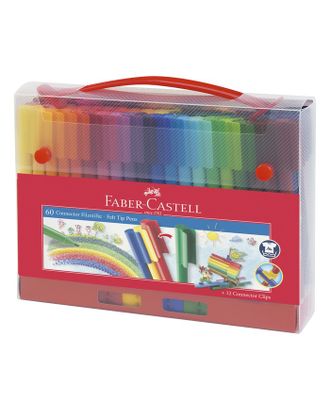 Фломастеры 60 цветов Faber-Castell Connector + 12 клипов для соединения, подарочная коробка арт. СМЛ-174132-1-СМЛ0003516185