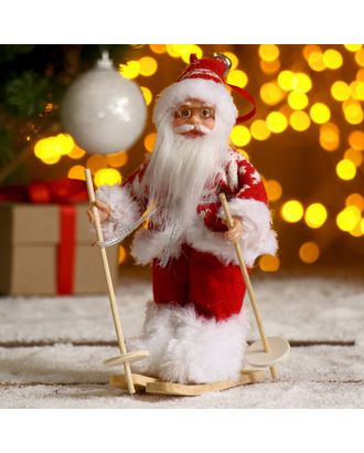 Дед Мороз "На лыжах" в вязаном костюме 17 см арт. СМЛ-57923-1-СМЛ0003555384