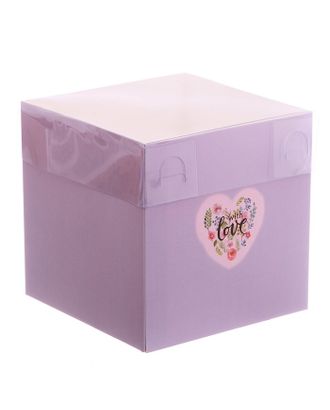 Коробка для цветов с PVC крышкой «С Любовью», 12 × 12 × 12 см арт. СМЛ-108255-1-СМЛ0003639705