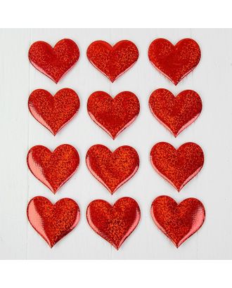 Купить Сердечки декоративные, набор 12  шт, размер 1 шт 6,5*6  см, цвет красный арт. СМЛ-13070-1-СМЛ3649945 оптом в Новочеркасске