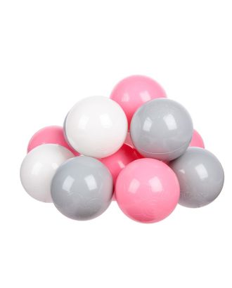Шарики для сухого бассейна с рисунком, диаметр шара 7,5 см, набор 150 штук, цвет розовый, белый, серый арт. СМЛ-57843-1-СМЛ0003654485