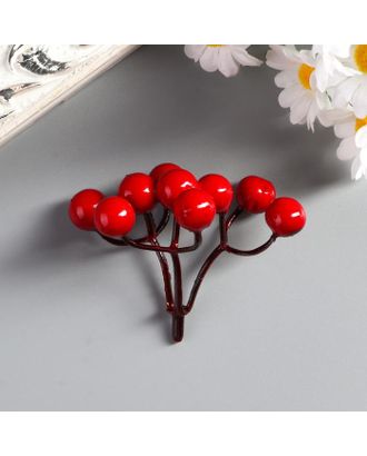 Декор для творчества "Ветка с ягодами рябины 9 ягод" набор 6 шт 5,6 см арт. СМЛ-37503-1-СМЛ0003741066