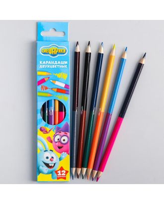 Двухсторонние цветные карандаши, 12 цветов, «Смешарики», 6 штук арт. СМЛ-218083-1-СМЛ0003851259