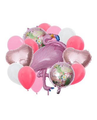 Букет из шаров «Фламинго», фольга, латекс, набор 16 шт., цвет голубой арт. СМЛ-98064-3-СМЛ0003885513