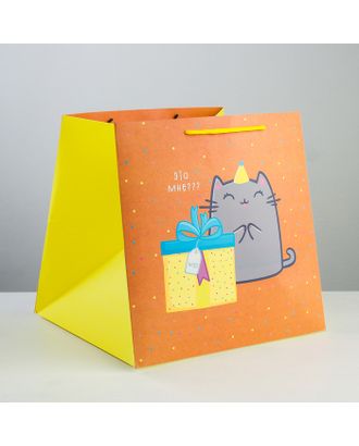 Пакет квадратный «Котик и тортик», 30 × 30 × 30 см арт. СМЛ-114341-1-СМЛ0003912524