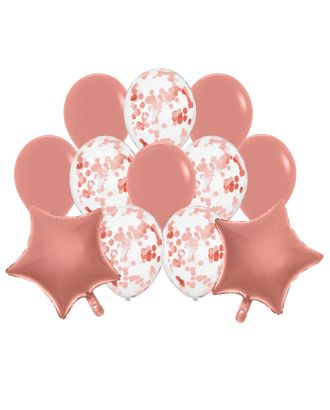 Букет из шаров "Праздничный" конфетти, фольга, латекс, набор 12 шт, цвет розовое золото арт. СМЛ-64778-1-СМЛ0003916035