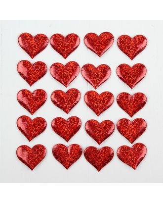 Сердечки декоративные, набор 20 шт., размер 1 шт: 3,5×2,5 см, цвет красный арт. СМЛ-118117-1-СМЛ0003944546