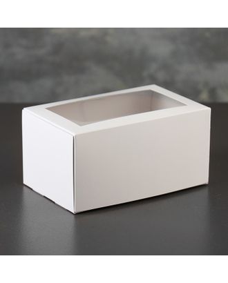 Коробка-моноблок картонная под 2 капкейка, с окном, крафт, 16 х 10 х 8 см арт. СМЛ-99300-2-СМЛ0003945041