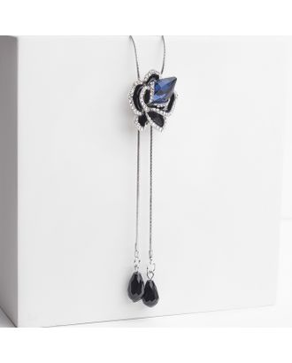 Кулон "Цветок" роза, цвет чёрно-синий в серебре, 72 см арт. СМЛ-26716-1-СМЛ3961855