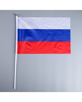 Флаг России 30х45 см, шток 60 см, полиэстер арт. СМЛ-51007-1-СМЛ0000412818