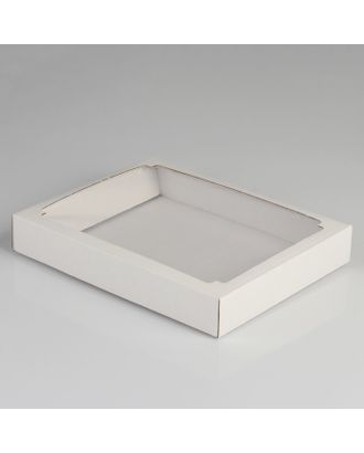 Коробка сборная, крышка-дно, с окном, белая, 26 х 21 х 4 см арт. СМЛ-98702-1-СМЛ0004138427