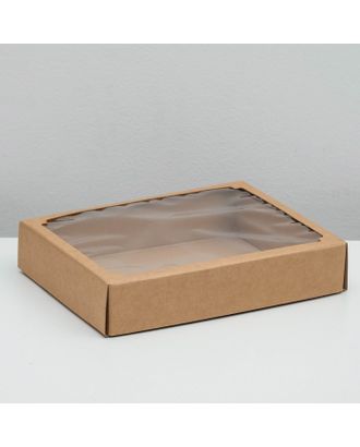 Коробка сборная без печати крышка-дно бурая с окном 29 х 23,5 х 6 см арт. СМЛ-98701-1-СМЛ0004138432
