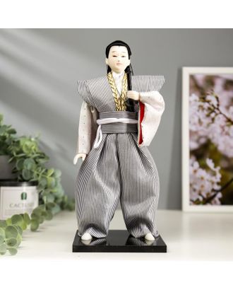 Кукла коллекционная "Самурай в сером кимоно с мечом" 30х12,5х12,5 см арт. СМЛ-66459-1-СМЛ0004147028