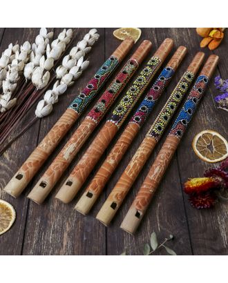 Музыкальный инструмент бамбук "Флейта Этнический орнамент" 35x2,5x2,5 см арт. СМЛ-67240-1-СМЛ0004165556