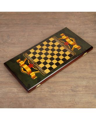 Нарды "Настоящему мужчине", деревянная доска 60х60 см, с полем для игры в шашки арт. СМЛ-65102-1-СМЛ0004178025