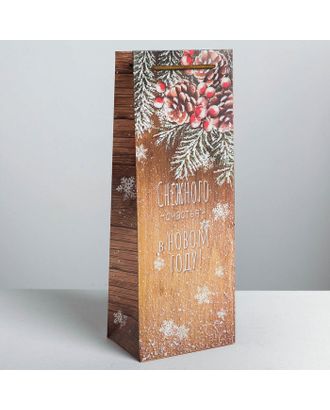 Пакет под бутылку крафтовый «Снежного счастья в новом году», 13 × 36 × 10 см арт. СМЛ-68967-1-СМЛ0004275605
