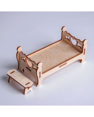 Кукольная мебель «Кровать с лавочкой» арт. СМЛ-81766-1-СМЛ0004276122