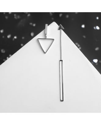 Серьги металл "Геометрия" треугольники, цвет чёрный в серебре арт. СМЛ-32934-1-СМЛ4279612