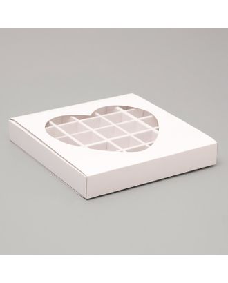 Коробка для конфет 25 шт "Сердце", розовая, 22 х 22 х 3,5 см арт. СМЛ-99211-5-СМЛ0004279696