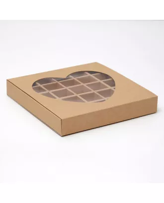 Купить Пищевая упаковка Коробка для конфет 25 шт "Сердце", мятная, 22 х 22 х 3,5 см арт. СМЛ-99211-7-СМЛ0004279697 оптом в Казахстане
