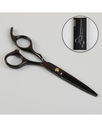 Ножницы парикмахерские с упором, загнутые кольца, лезвие — 5,5 см, цвет чёрный арт. СМЛ-215194-1-СМЛ0004294142