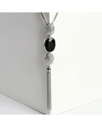 Кулон "Утончённость" овалы с цепочкой, цвет чёрно-белый в серебре, 60см арт. СМЛ-33735-1-СМЛ4306106