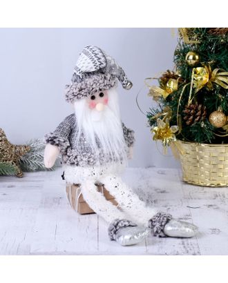 Мягкая игрушка "Дед Мороз с бубенчиком - длинные ножки" 10*40 см серебро арт. СМЛ-70426-1-СМЛ0004316896