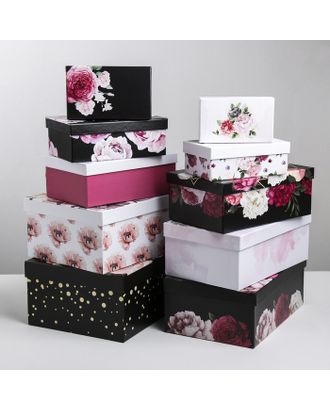 Набор подарочных коробок 10 в 1 «Цветочный вальс», 12 × 7 × 4 - 32.5 × 20 × 12.5 см арт. СМЛ-68060-1-СМЛ0004319282
