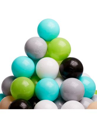 Набор шаров 150 шт, цвета: бирюзовый, серый, белый, чёрный, салатовый, бежевый, диаметр 7,5 см арт. СМЛ-68355-1-СМЛ0004328413