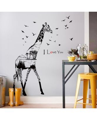 Наклейка пластик интерьерная "Жираф с птицами" 60х90 см арт. СМЛ-205573-1-СМЛ0004342226