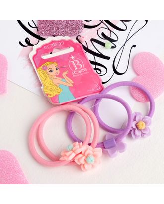 Резинка для волос "Лилия" (набор 4 шт) розовый, сиреневый арт. СМЛ-35766-1-СМЛ0004349364