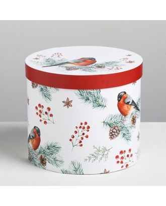 Круглая подарочная коробка «Снегири», 14 × 16 см арт. СМЛ-70876-1-СМЛ0004371612