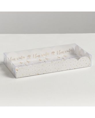 Коробка для кондитерских изделий с PVC крышкой «Снег», 10.5 × 21 × 3 см арт. СМЛ-70590-1-СМЛ0004386246