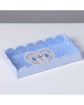 Коробка для кондитерских изделий с PVC крышкой «Снежная пора», 10.5 × 21 × 3 см арт. СМЛ-71739-1-СМЛ0004386251