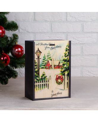 Коробка подарочная "Зимний вечер", серая, 20×30×12 см арт. СМЛ-121172-1-СМЛ0004406487