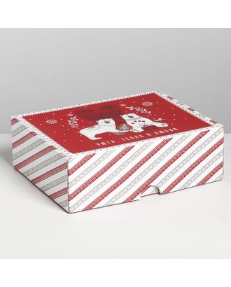 Складная коробка «Новогодняя», 22 × 15 × 10 см арт. СМЛ-98448-2-СМЛ0004429440
