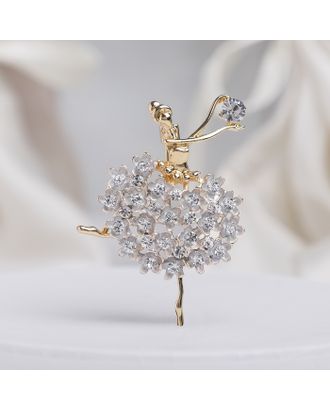Брошь "Балерина" женственность, цвет белый в золоте арт. СМЛ-185659-1-СМЛ0004434525
