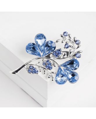 Брошь "Цветок" трилистник, цвет голубой в серебре арт. СМЛ-175259-1-СМЛ0004434579