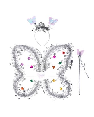Карнавальный набор «Бабочка», 3 предмета: крылья, ободок, жезл, цвет серебряный арт. СМЛ-72654-1-СМЛ0004440584