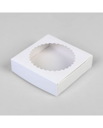 Подарочная коробка сборная с окном, бежевый, 11,5 х 11,5 х 3 см арт. СМЛ-98273-2-СМЛ0004442949
