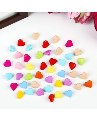 Пуговицы пластик для творчества на ножке "Цветные сердечки" набор 60 шт 1,2х1,2 см арт. СМЛ-229866-1-СМЛ0004444966