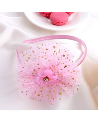 Ободок для волос "Малышка" 1 см звёзды, цветок, розовый арт. СМЛ-37883-1-СМЛ0004447105