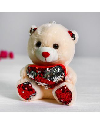 Мягкая игрушка «Медведь с сердцем», пайетки, цвет красно-серебряный арт. СМЛ-72574-1-СМЛ0004471228