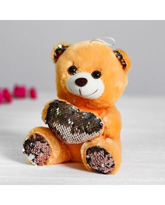 Мягкая игрушка «Медведь с сердцем», пайетки, розово-серебряный арт. СМЛ-72575-1-СМЛ0004471229