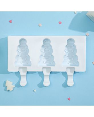 Форма для мороженого «Ёлочка», 19,5×13×2,5 см, 3 ячейки (7,1×2,7 см), цвет МИКС арт. СМЛ-205846-1-СМЛ0004472192