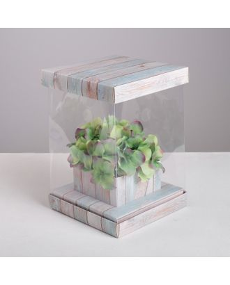 Коробка для цветов с вазой и PVC окнами складная «Счастье», 16 х 23 х 16 см арт. СМЛ-74882-1-СМЛ0004515428