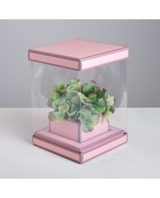 Коробка для цветов с вазой и PVC окнами складная «Вдохновение», 16 х 23 х 16 см арт. СМЛ-74884-1-СМЛ0004515430